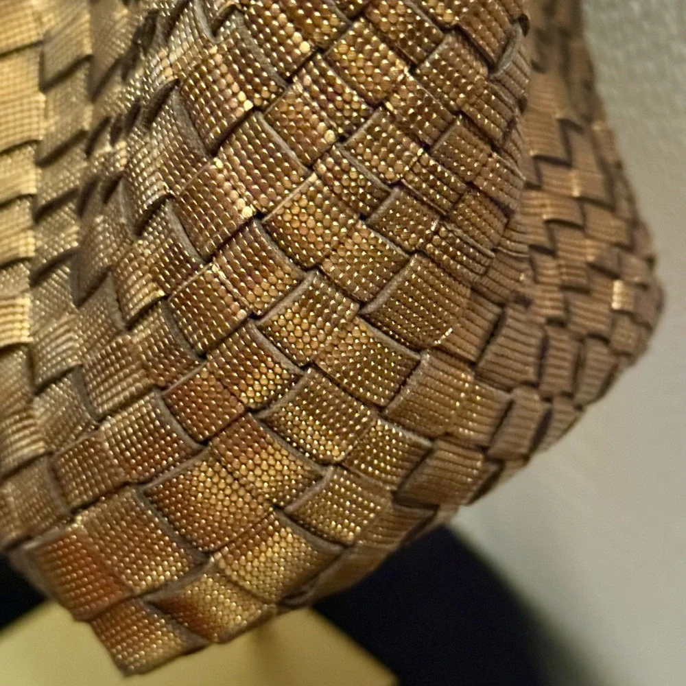 Bronze Woven Genuine Leather Tote Bag. Made in Italy. - Picture 6 of 15